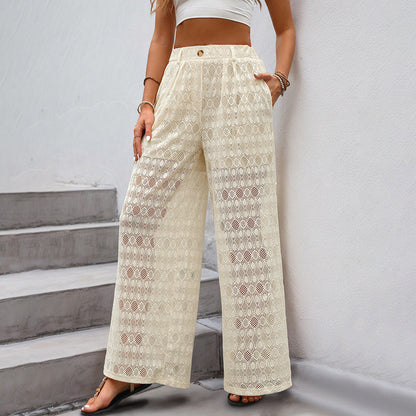 Women's Loose Fit Wide Leg Lace Pants