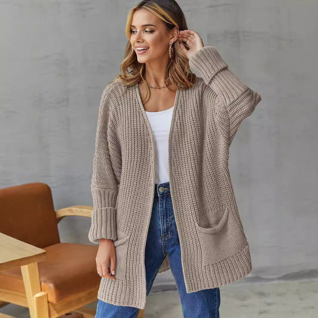 Cozy Oversized V-Neck Women's Cardigan Sweater - Nocini