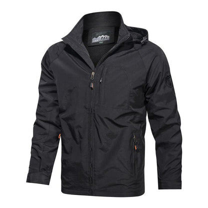 Waterproof Men's Hooded Jacket with Zip Pockets