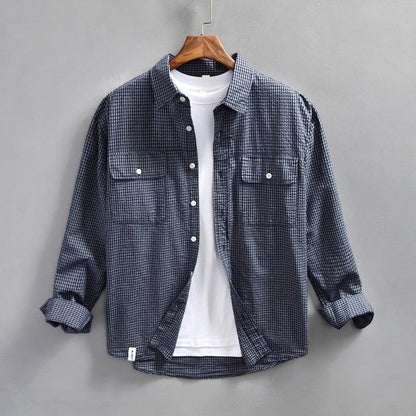 Casual Men's Cotton Long Sleeve Striped Shirt