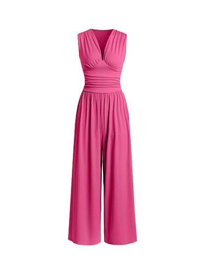 Comfortable Women's Wide Leg Jumpsuit V-Neck Design