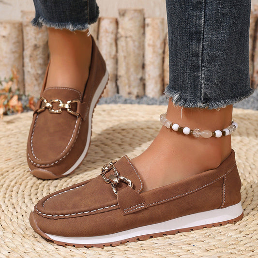 Luxurious Women's Slip On Loafers Comfortable Leather Shoes - Nocini