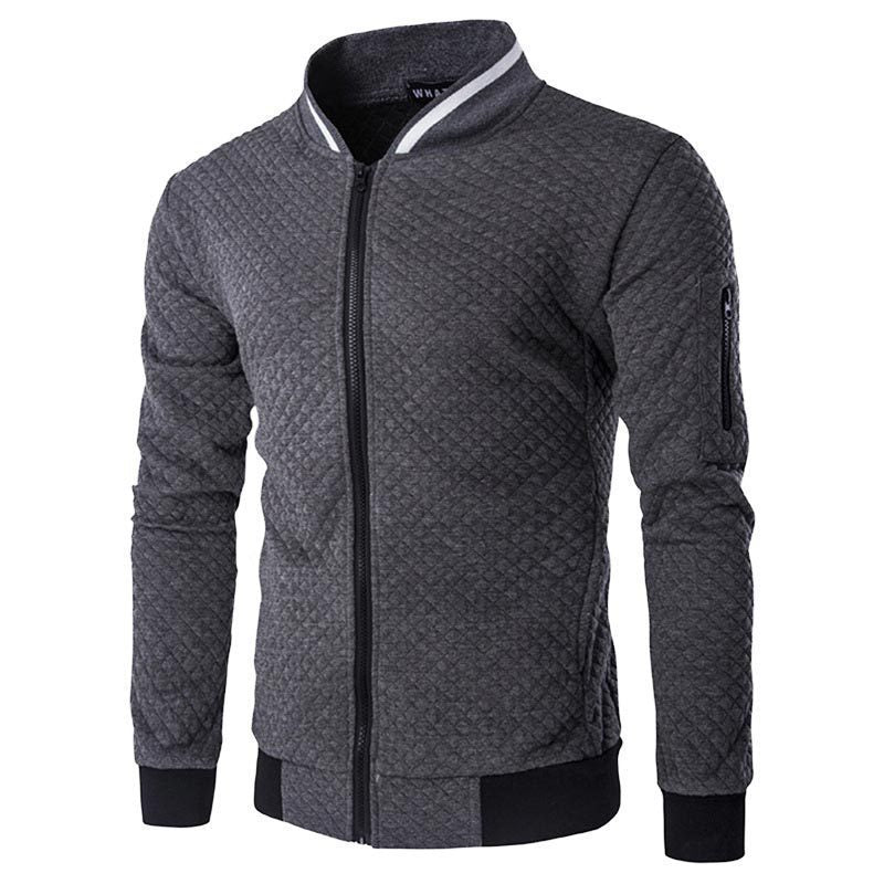 Men's Slim Quilted Zip Cardigan Sweater