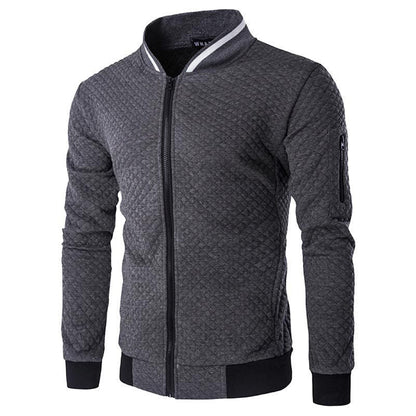 Men's Slim Quilted Zip Cardigan Sweater