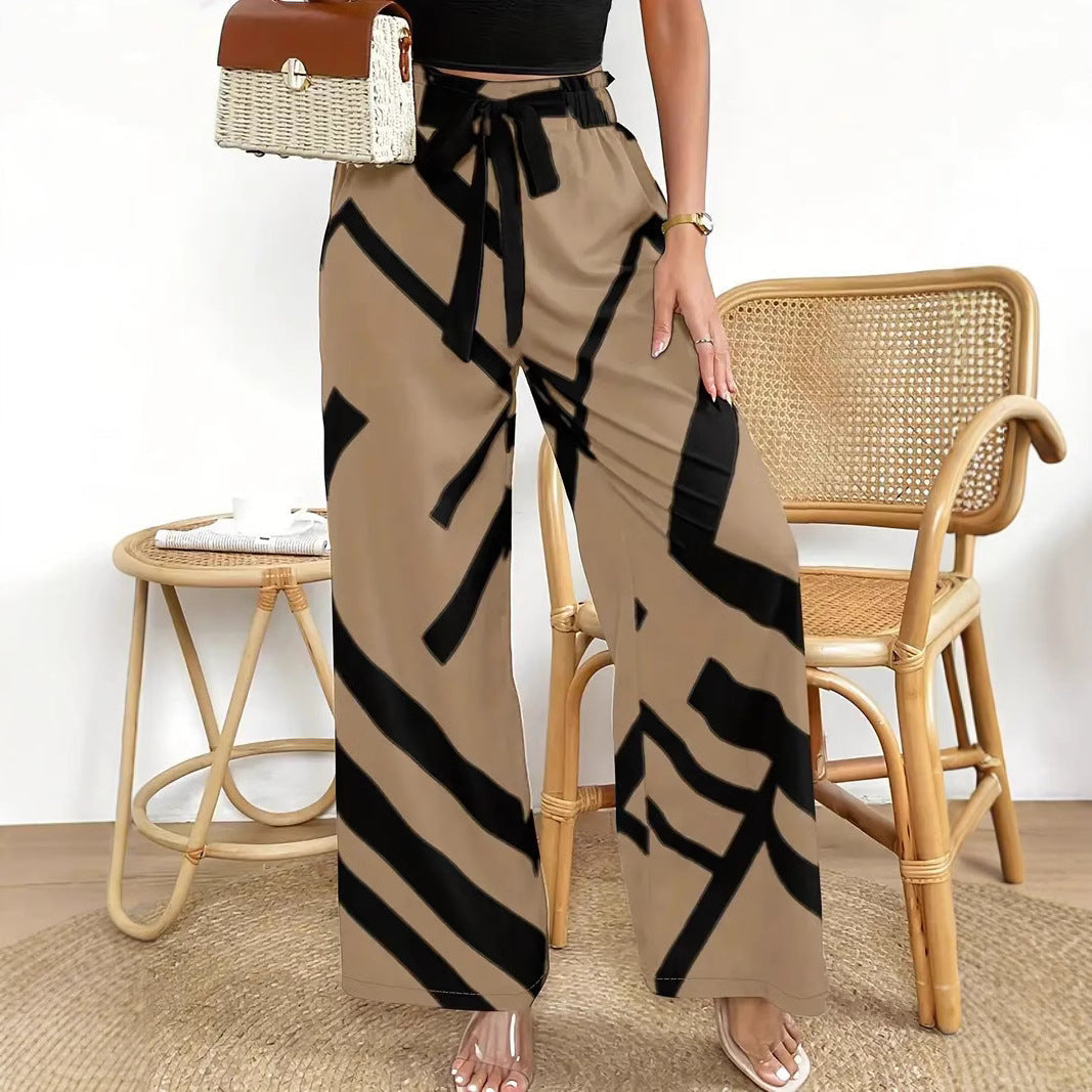 Comfortable High Waisted Women's Pants with Belt - Nocini