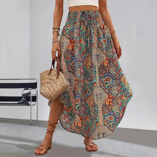Flowy Maxi Skirt with Elastic Waist and Comfortable Fit - Nocini