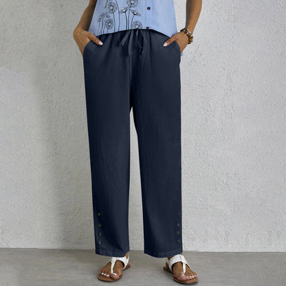 Comfortable Women's Straight Leg Drawstring Pants - Nocini