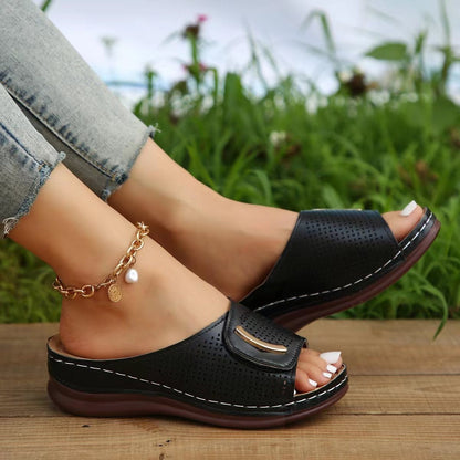 Ladies Comfortable Wedge Sandals with Wide Straps