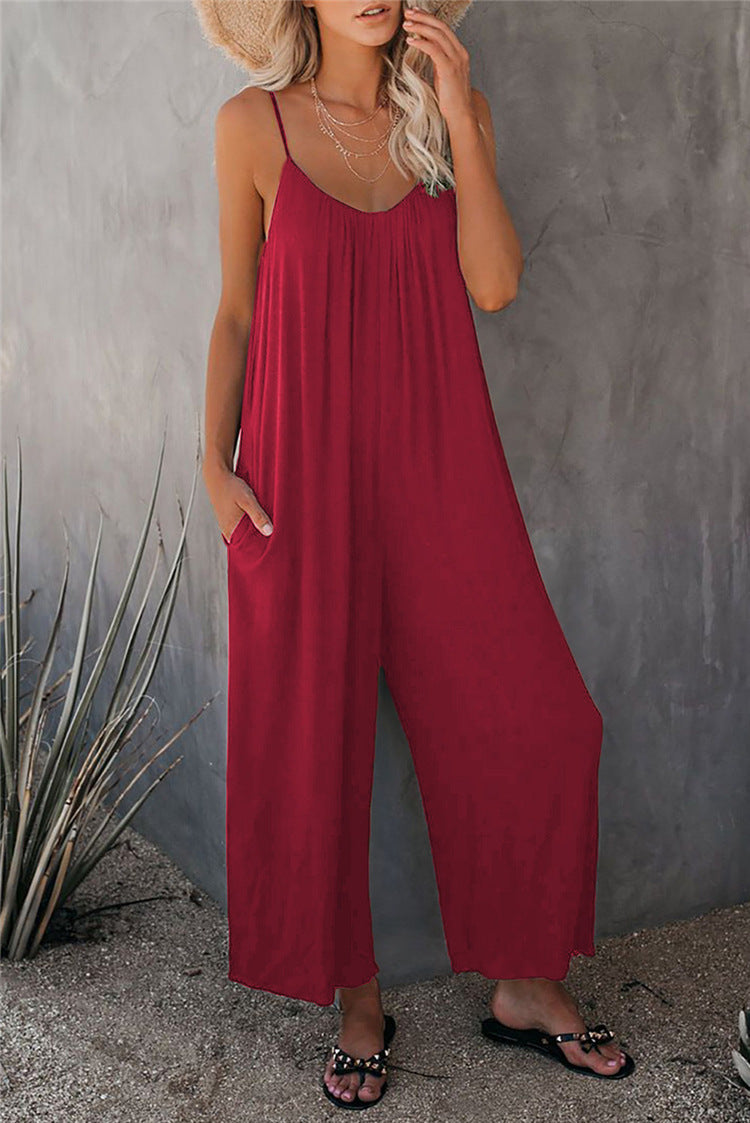 Comfortable Women's Full Length Jumpsuit with Pockets