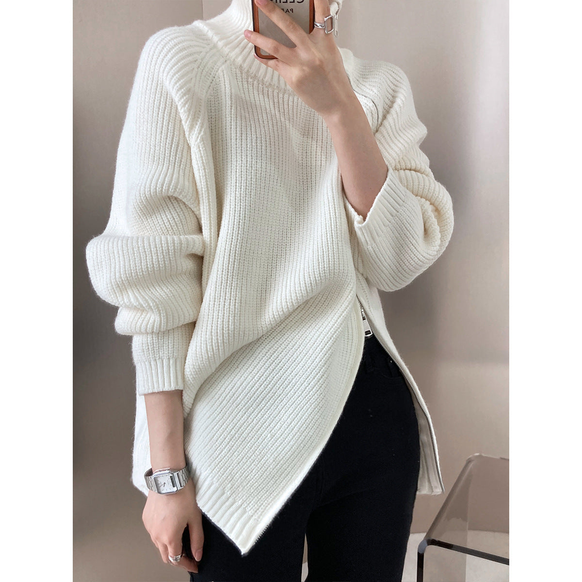 Cozy Oversized Women's Knit Crew Sweater