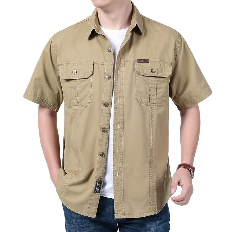 Casual Cotton Short Sleeve Mens Shirt with Pockets - Nocini