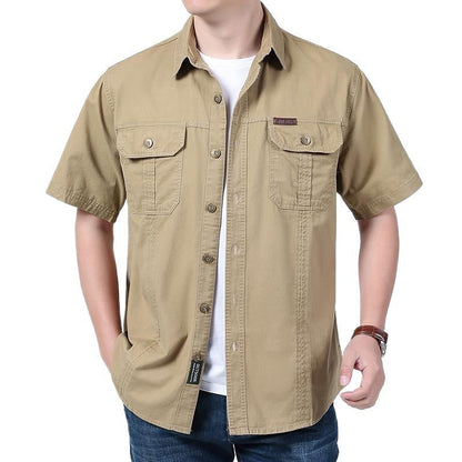 Casual Cotton Short Sleeve Mens Shirt with Pockets - Nocini