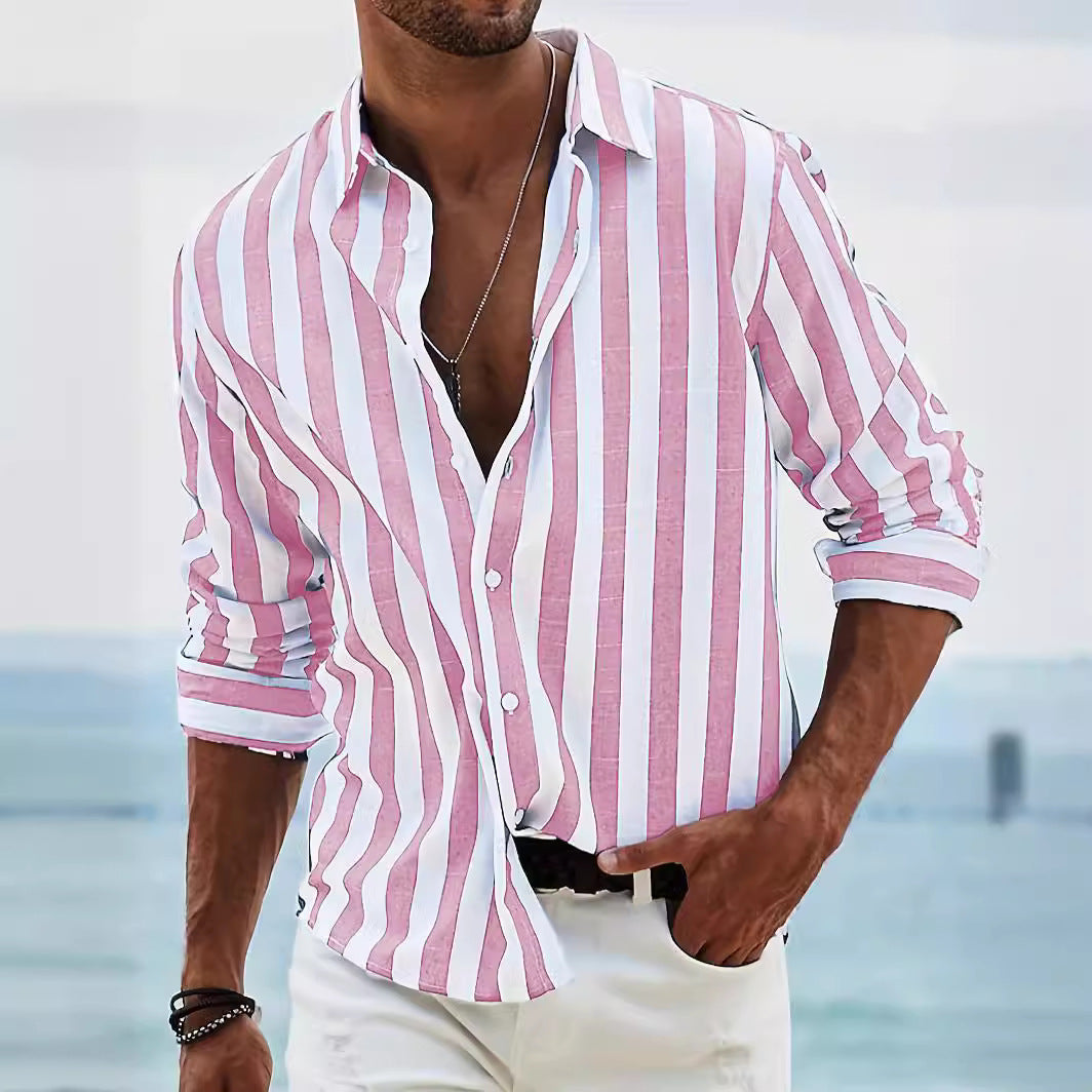 Casual Striped Cotton Shirt for Men