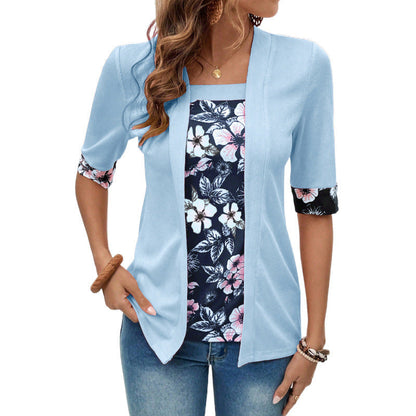 Comfortable Loose Fit Knit Womens Blouse Half Sleeve