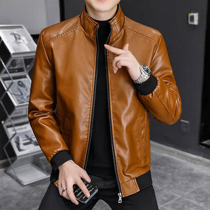 Men's Slim Fit Zip Jacket with Stand Collar
