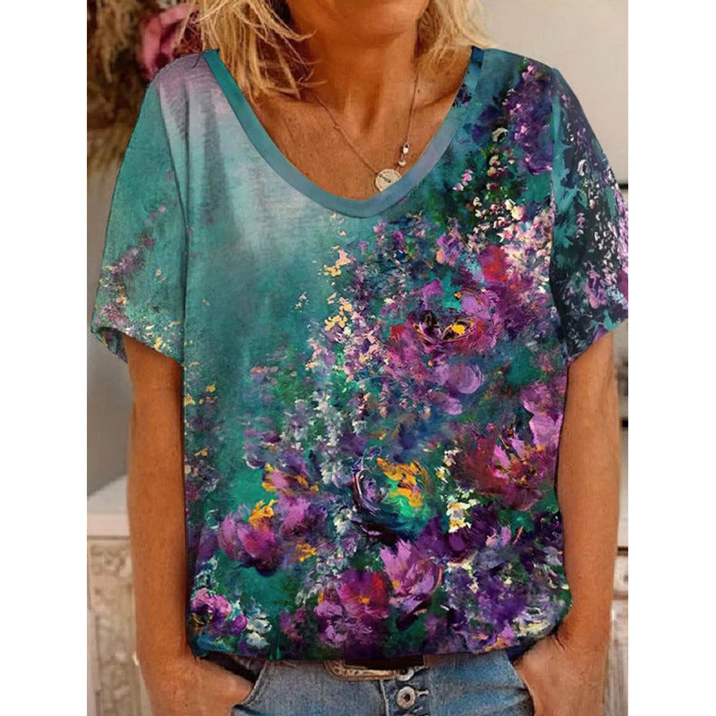 Comfy Women's Floral T-shirt Loose Fit - Nocini