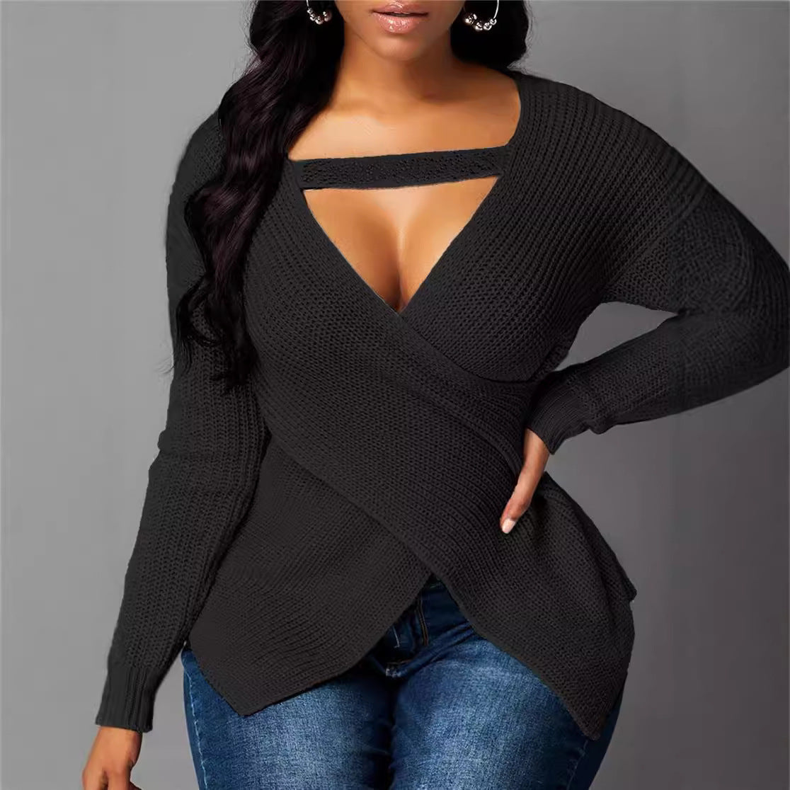Slim Fit V Neck Women's Knit Sweater