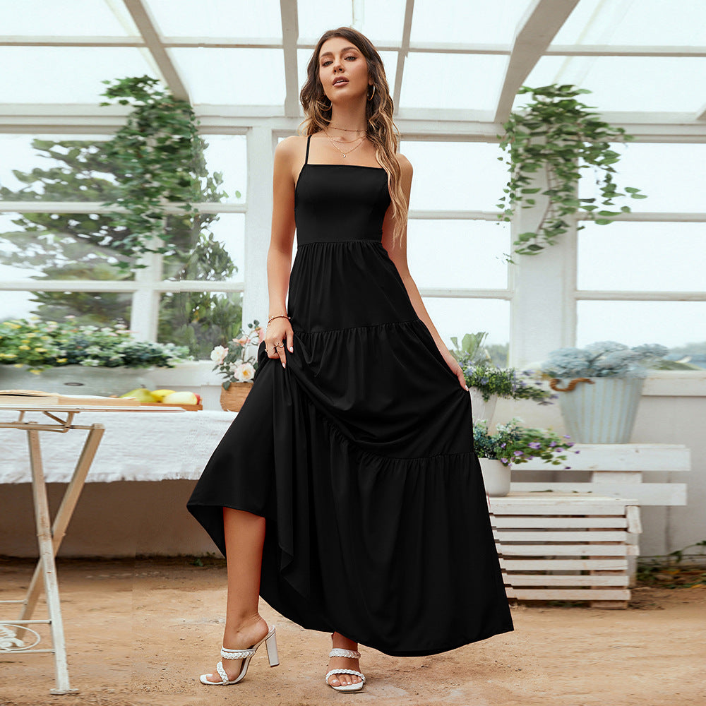 Ladies Formal Gown - Fitted Bodice - Tiered Skirt - Sleeveless Backless Style