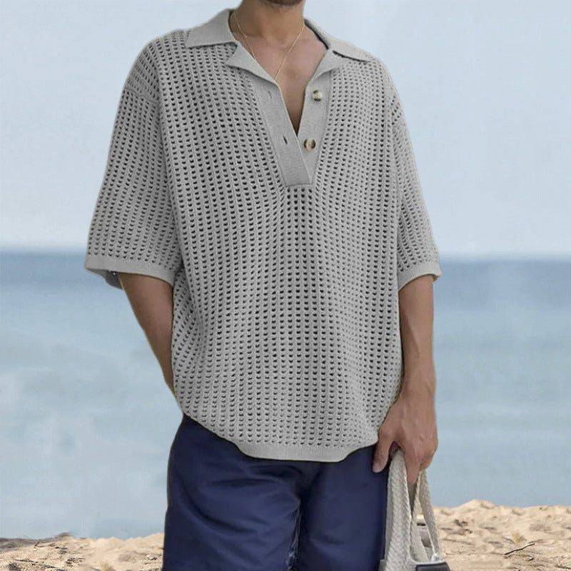 Relaxed Fit Men's Short Sleeve Sweater