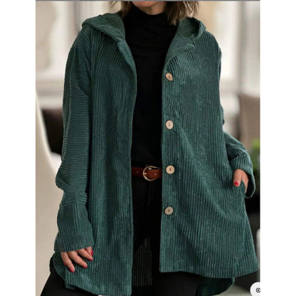 Casual Corduroy Hooded Coat for Women