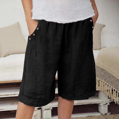 Comfortable Women's Knee Length Elastic Waist Shorts - Nocini