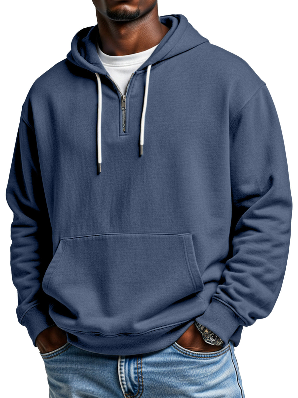 Men's Casual Hoodie Soft Quarter Zip Pocket