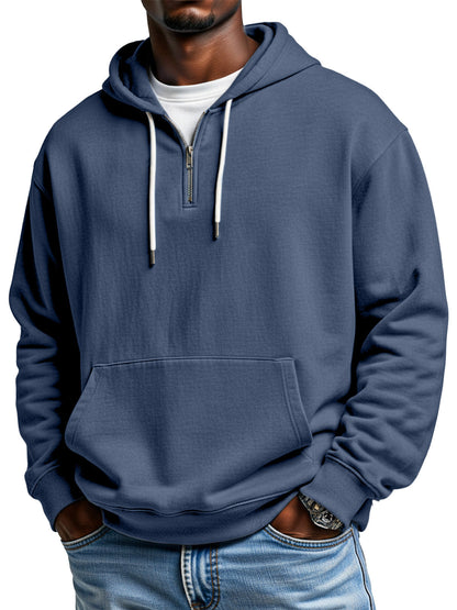 Men's Casual Hoodie Soft Quarter Zip Pocket