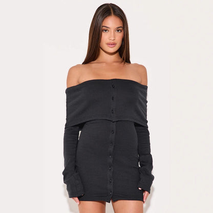 Women's Ribbed Fit and Flare Mini Dress - Nocini