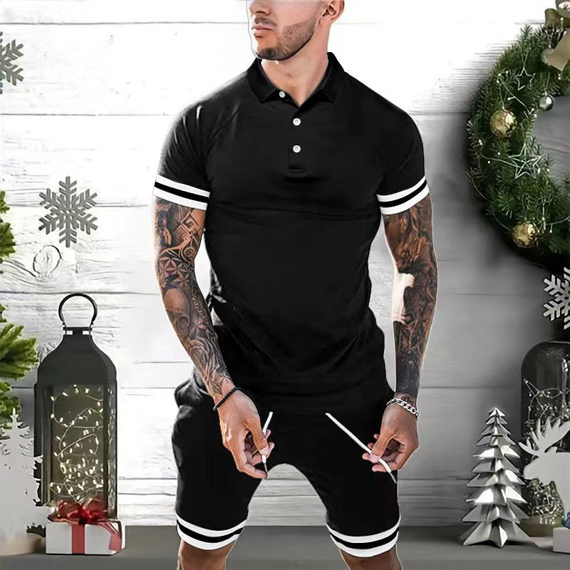 Slim Fit Mens Polo Shirt with Moisture Wicking Stripes