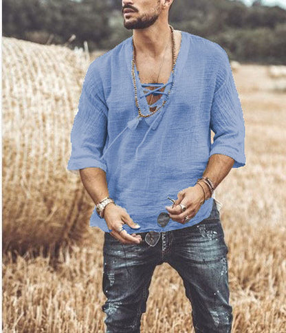 Casual Men's Shirt with Comfortable 3/4 Sleeves