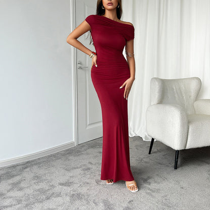 Ladies Formal Gown - Fitted Off Shoulder Evening Dress