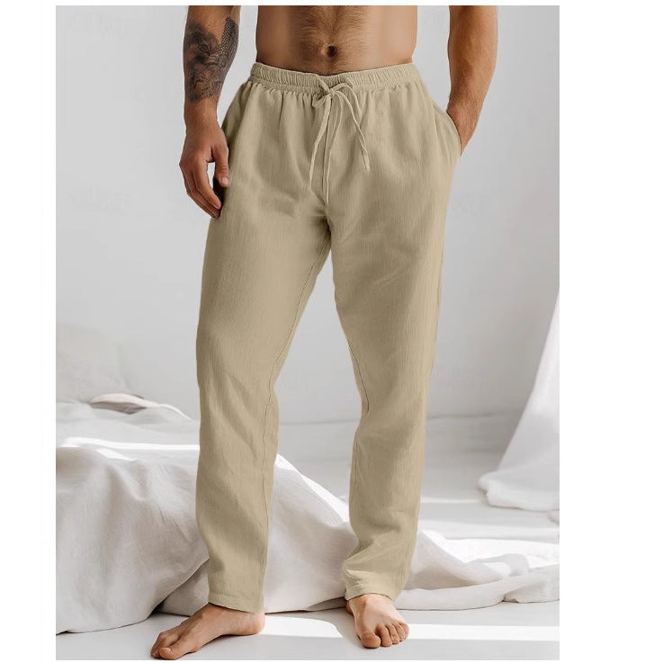 Comfortable Linen Mens Pants Elastic Waistband