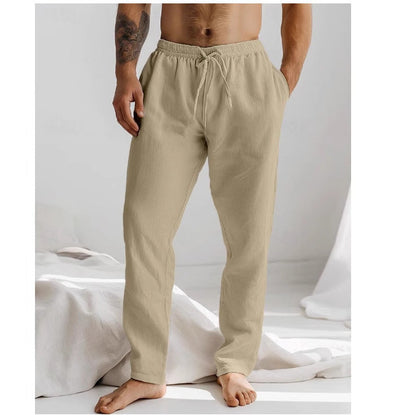 Comfortable Linen Mens Pants Elastic Waistband