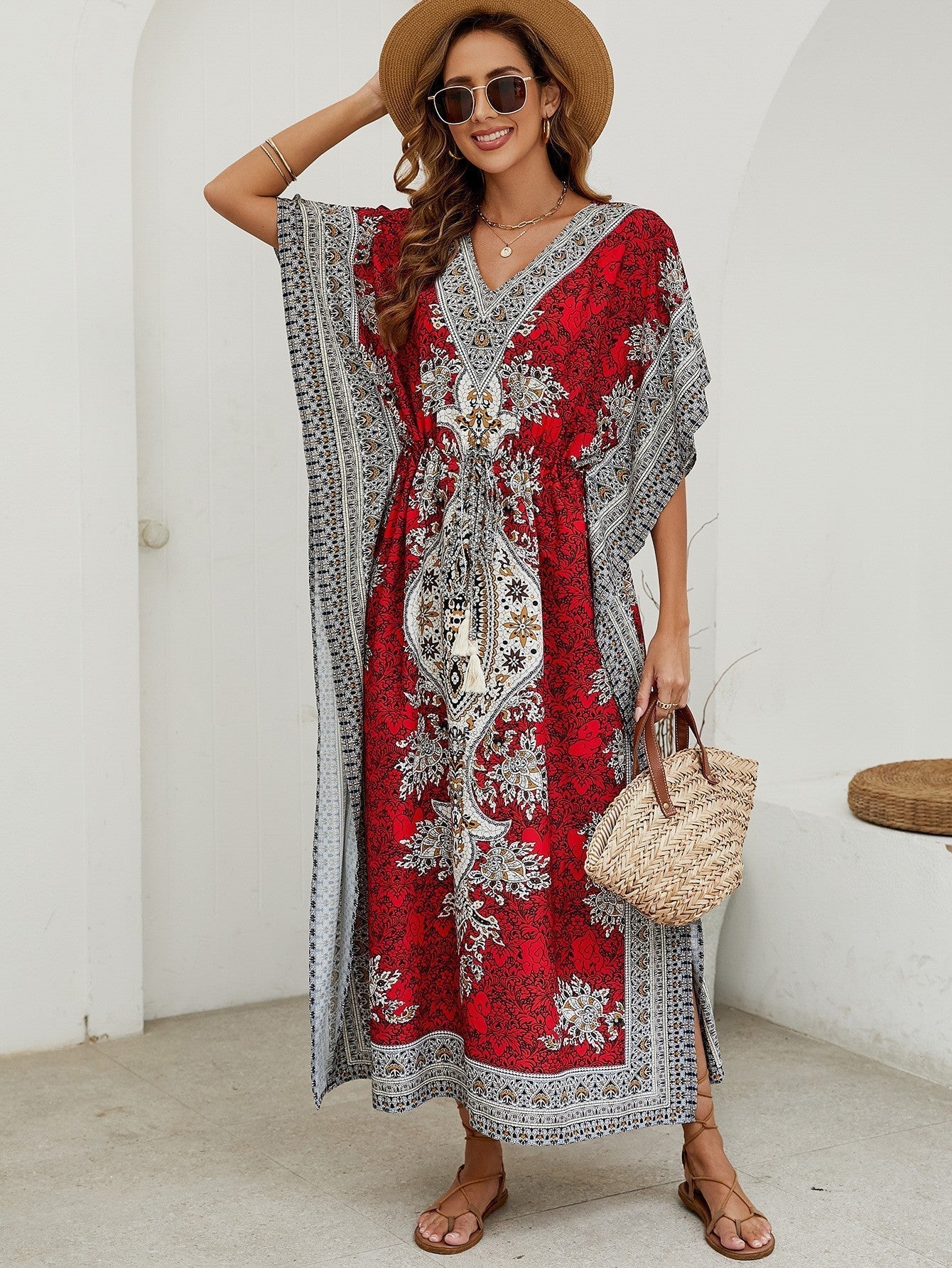 Casual Maxi Dress for Women with V Neckline