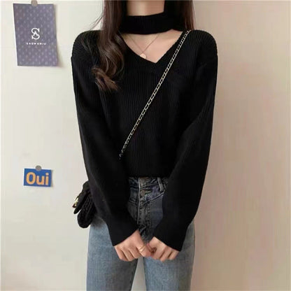 Colorful V-Neck Pullover Sweater
