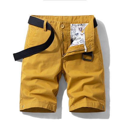 Comfortable Cotton Mens Shorts with Belt and Pockets