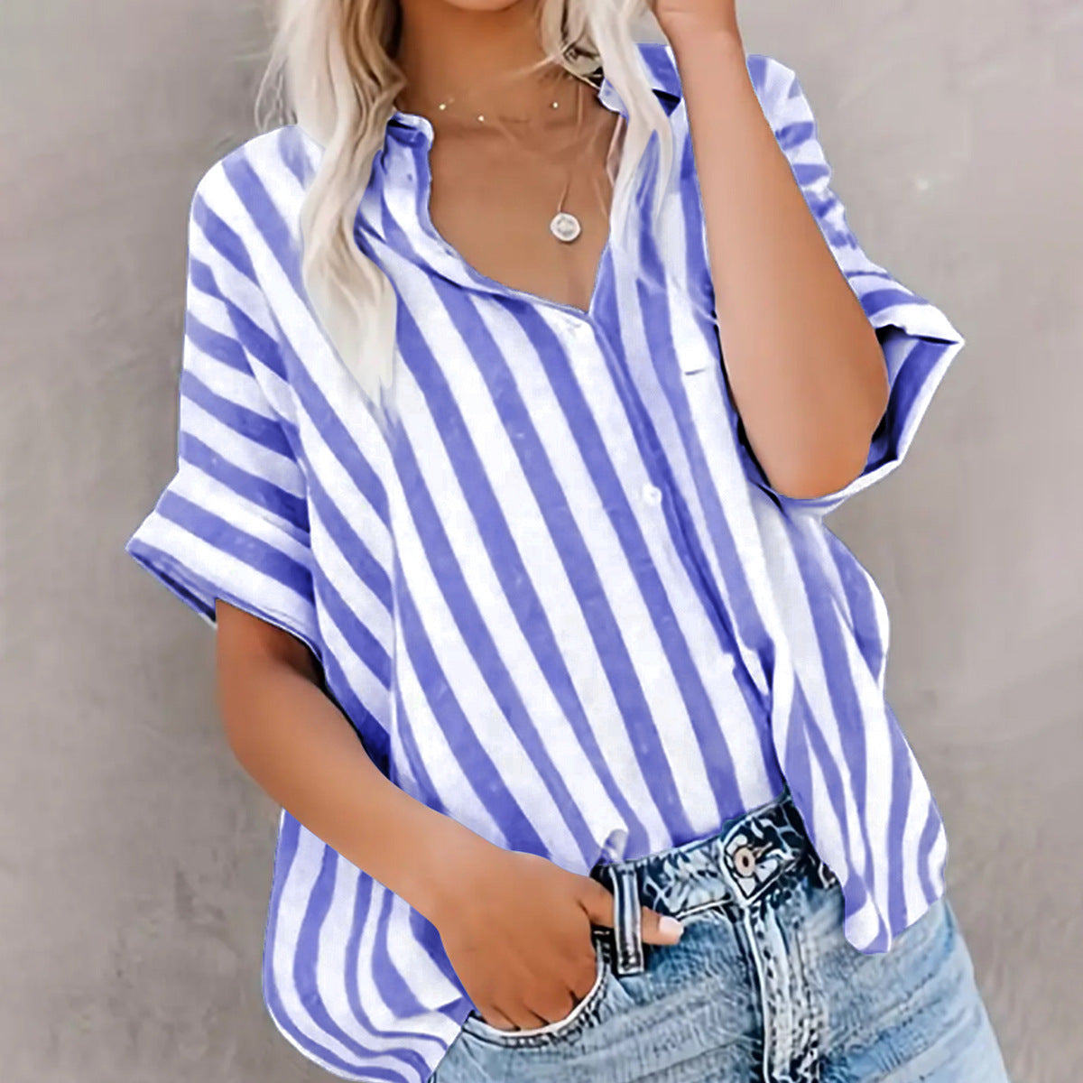 Casual Striped Cotton Women's Shirt