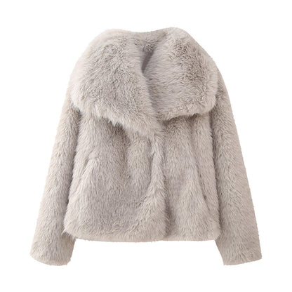 Plush Faux Fur Women's Coat - Warm Oversized Parka