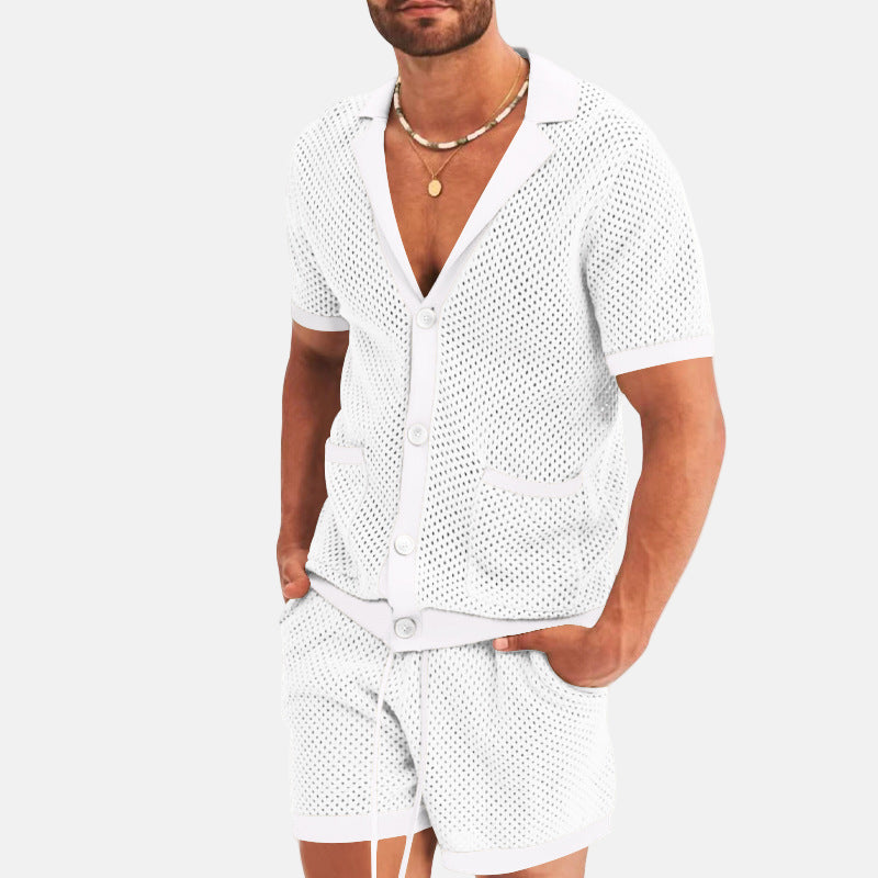 Breathable Summer Shirt and Shorts Set for Men