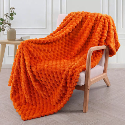 Soft Plush Fleece Throw Blanket With Bubble Pattern