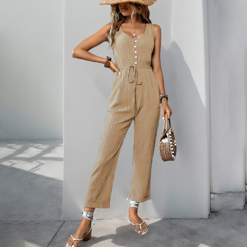 Chic Sleeveless V-Neck Jumpsuit for Women