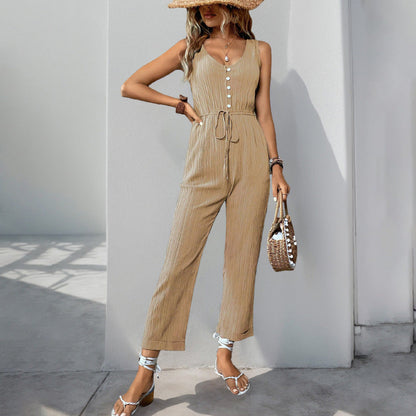 Chic Sleeveless V-Neck Jumpsuit for Women
