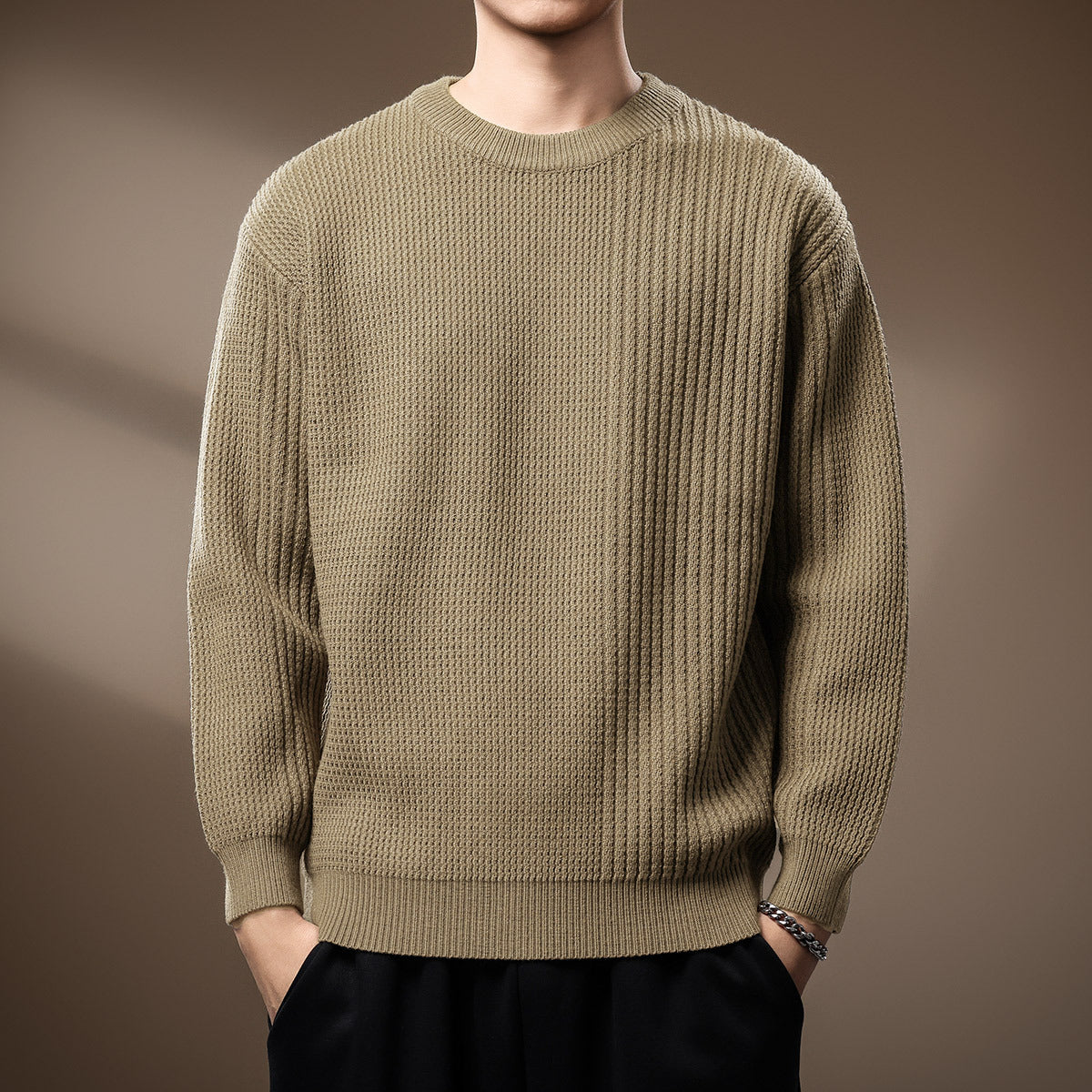 Casual Fit Crew Neck Knit Sweater