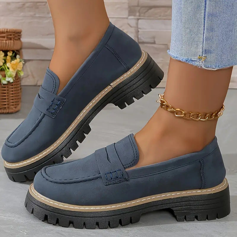 Comfortable Slip On Loafers - Thick Sole Casual Shoes