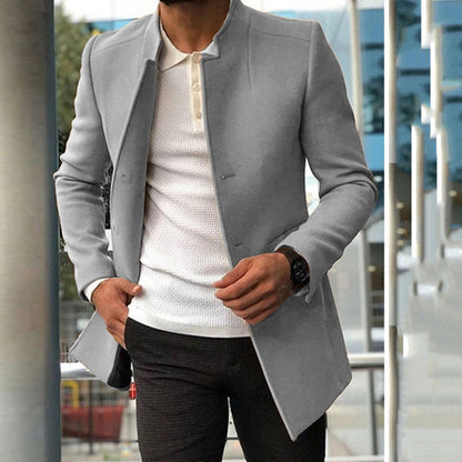 Slim Fit Men's Coat with Hidden Buttons