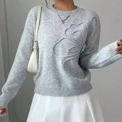Soft Floral Crew Neck Women's Sweater
