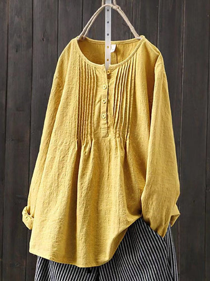Comfortable Women's Loose Fit Blouse with Buttons