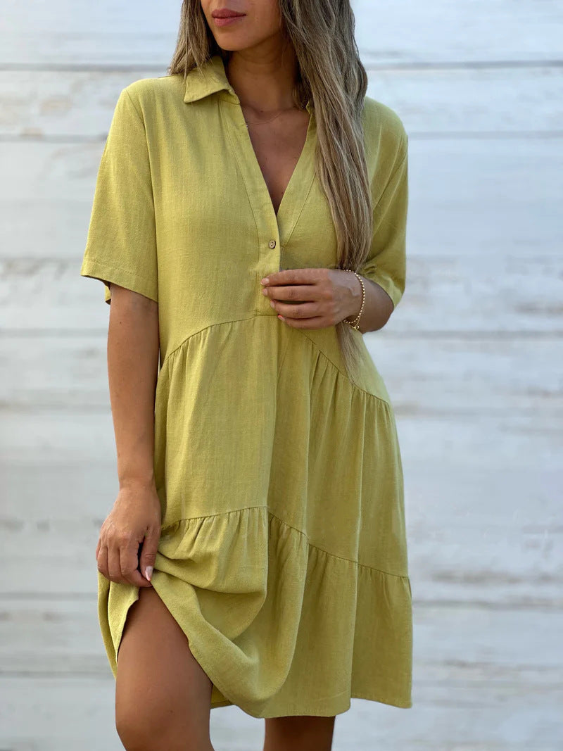 Comfortable Short Sleeve Ruffle Dress for Women