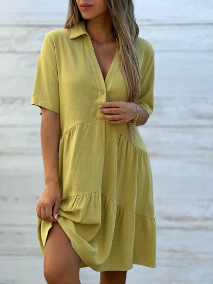 Comfortable Short Sleeve Ruffle Dress for Women