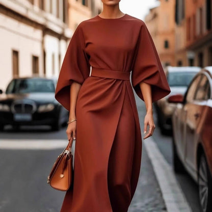 Flattering Long Sleeve Women's Dress with Fitted Waist - Nocini